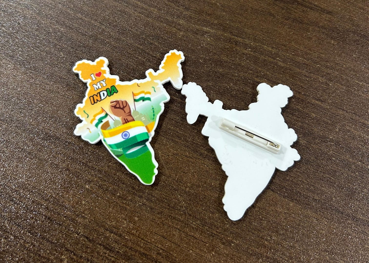 Indian flag shaped acrylic badge